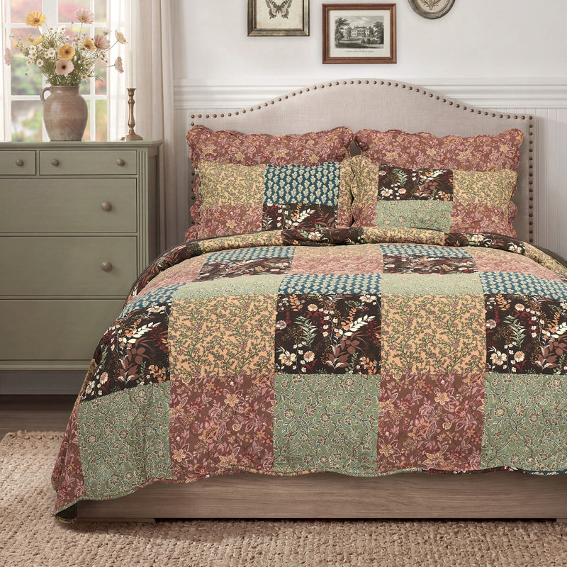 Ensemble de courtepointe multicolore Hazel de Greenland Home Fashions, 3 pièces, Double/Grand