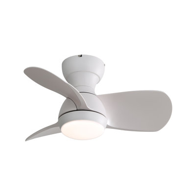 Ventilateur de plafond intérieur de 23 pouces avec 3 couleurs à intensité variable, 3 pales ABS, moteur à courant continu réversible, télécommande, blanc, avec lumière DEL de 18 W