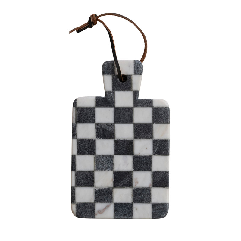 Checkerboard Marble Cheese Board with Handle