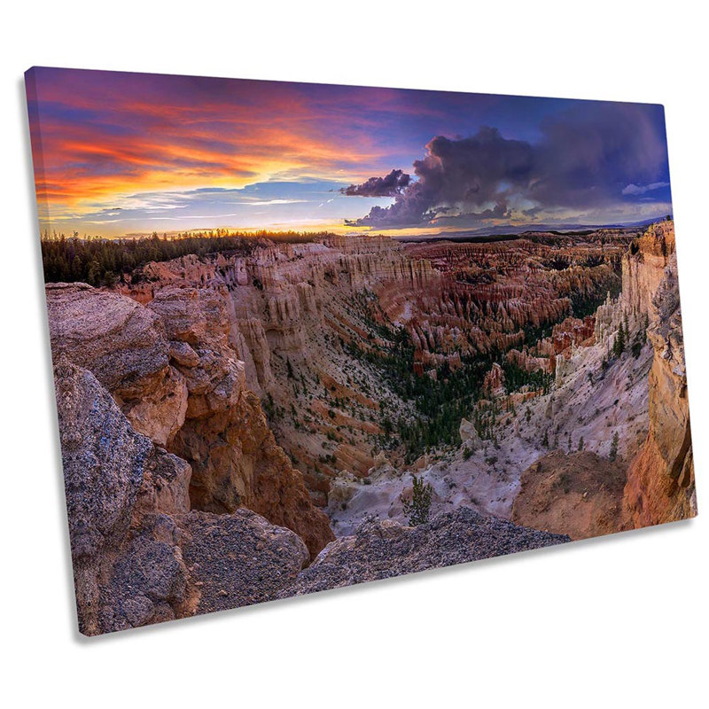 Bryce Canyon Landscape Sunset Framed - Wrapped Canvas Print, 81.3cm H x 121.9cm W x 4cm D