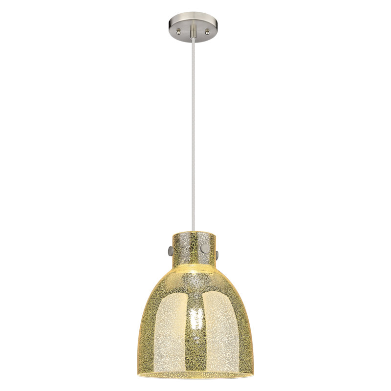 Luminaire suspendu à 1 lumière Badgett, Nickel satiné