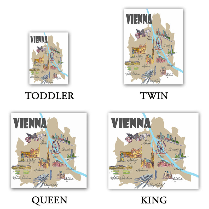 Ensemble de housse de couette touristique vienne, 1 housse de couette grand + 2 taies standards