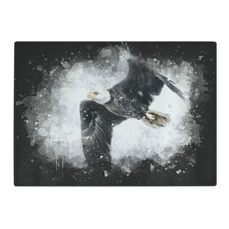 Tempered Glass Bald Eagle High in the Sky Paint Splash Chopping Board, 20 cm x 28.5 cm