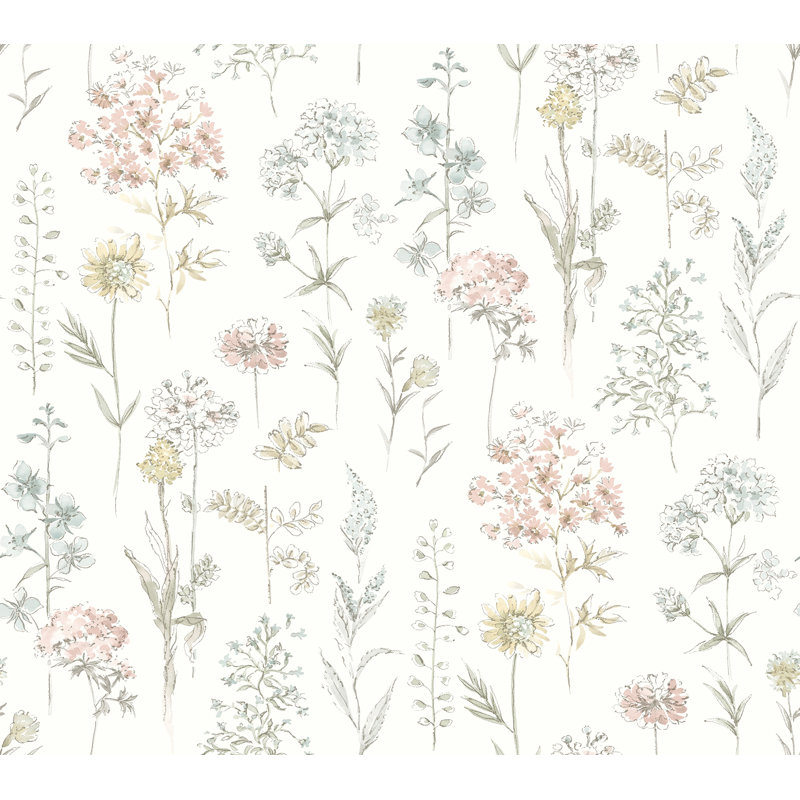 Papier peint Bergamot Wildflower, Blanc