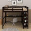 Lit mezzanine double avec tablettes et bureau-1835368699