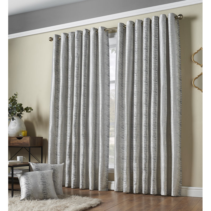Auberon Eyelet Room Darkening Curtains, Silver, Width 117 x Drop 229cm