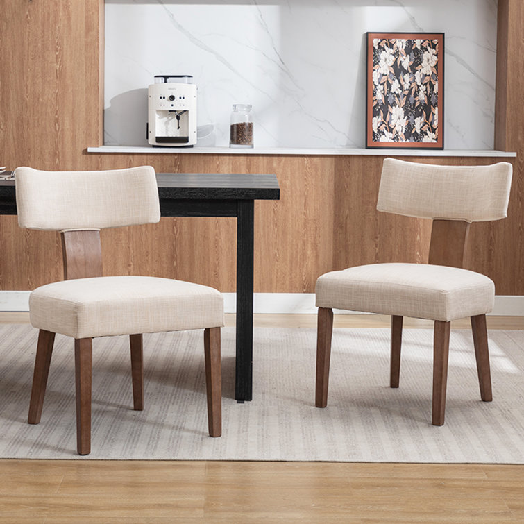 Inelda Mid Century Upholstered Dining Chairs Side Chairs Farmhouse Faux Leather Dining Chair with Wood Legs