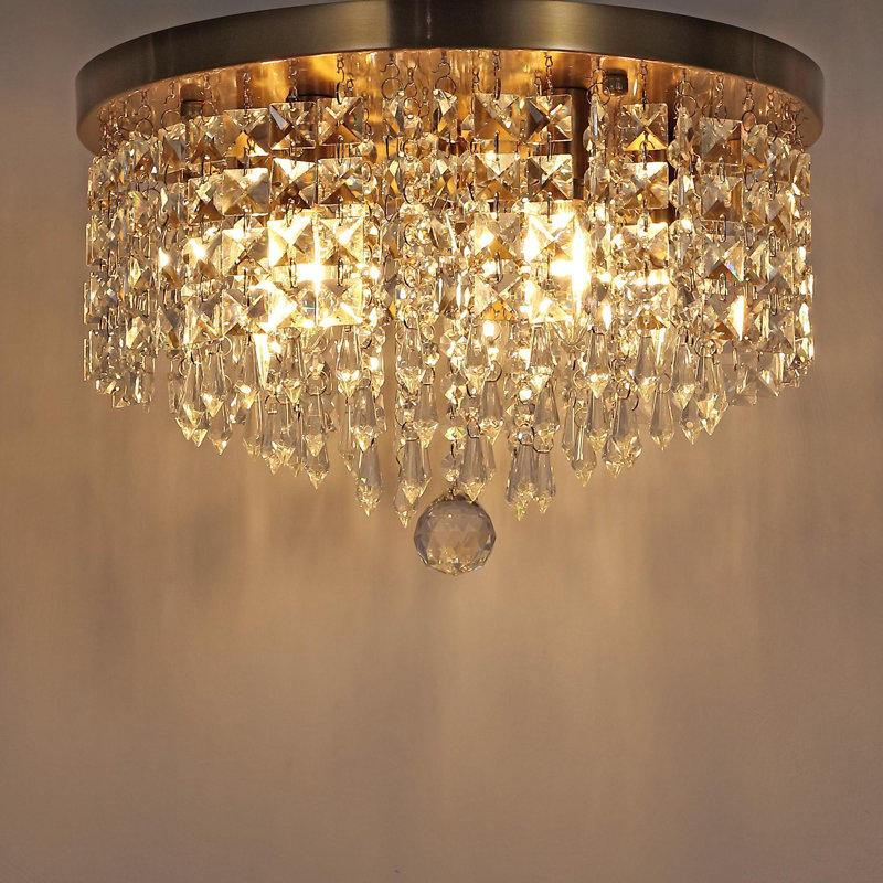 Lustre 5 lumières en cristal 15 "Glam, Doré