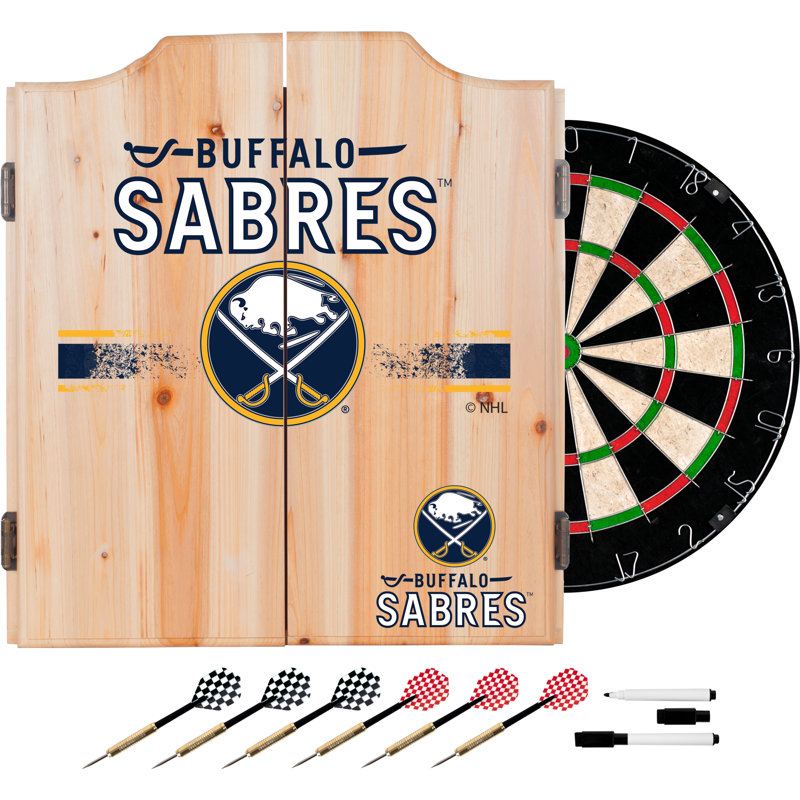 NHL Logo Dart Board Cabinet Set, Buffalo Sabres