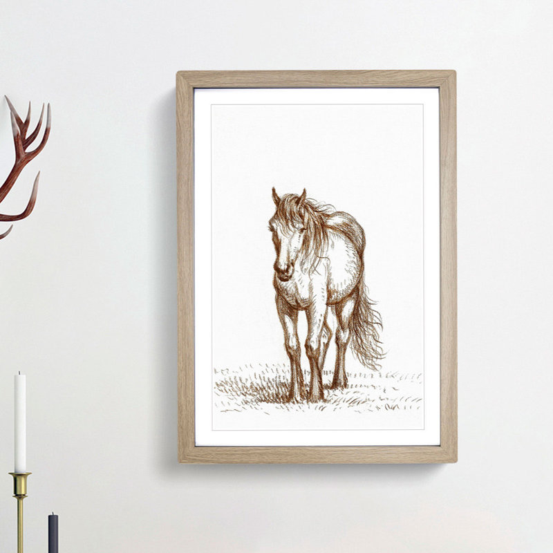 Portrait of a Horse by Jean Bernard - Picture Frame Painting Print, 48cm H x 36cm W x 2cm D, Oak Framed
