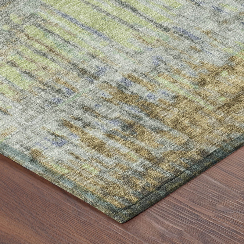 Machine Washable Indoor/Outdoor Chantille ACN2428 Abstract Rug, 1'8" x 2'6", Khaki