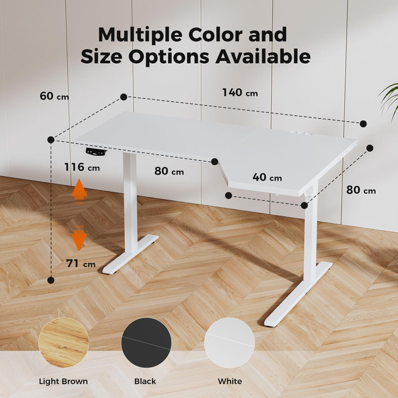 Adjustable Metal Base Standing Desk, White/White