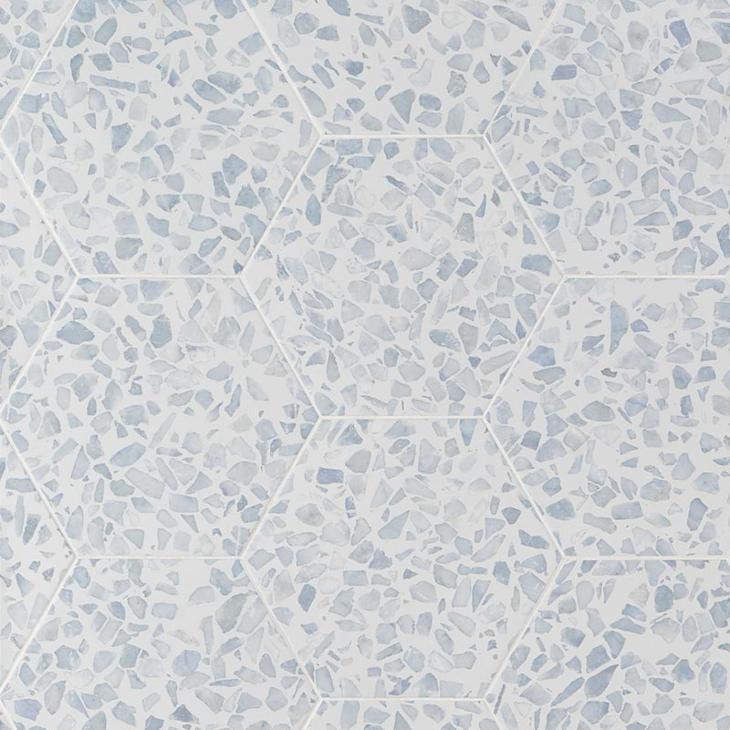 Terrazzo Hex 9" Terrazzo Look Porcelain Floor & Wall Tile (8.07 Sq. Ft. / Case), Hex Blue
