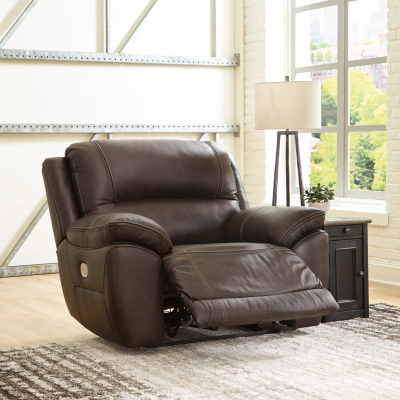 Dunleith Power Recliner, Brown Leather Match
