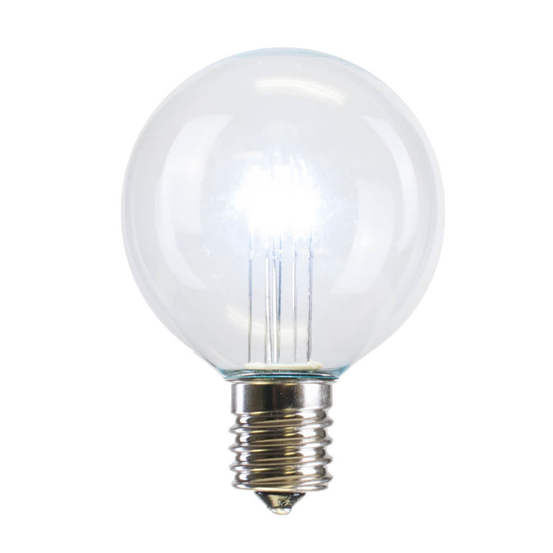 G50 Transparent LED Replacement Bulbs Nickel Base, White