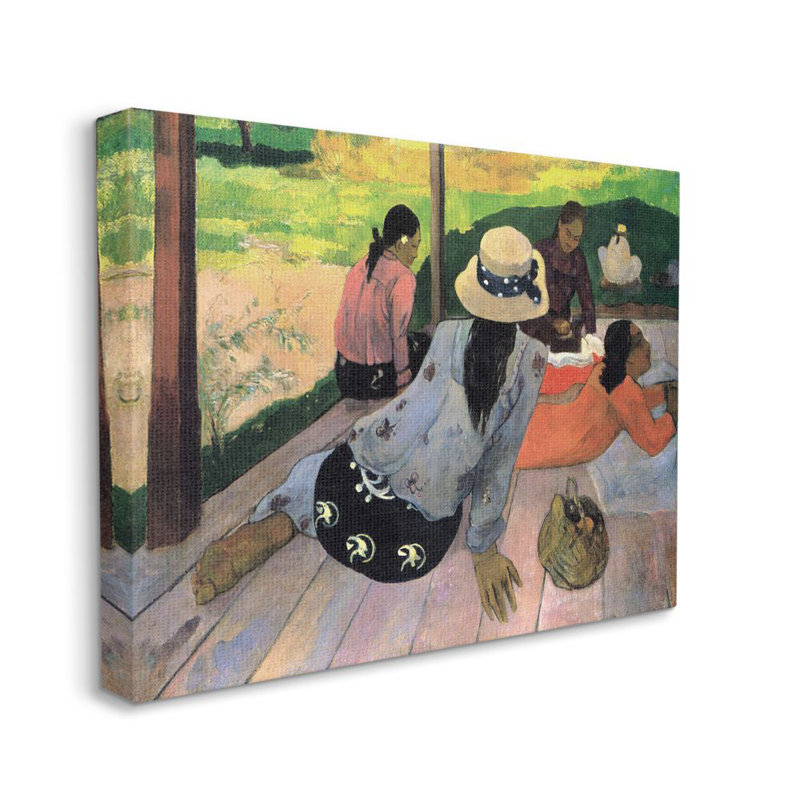 « village hall native figures classic » par paul gauguin-reproduction d’art, H 24 po x l 30 po x P 1,5 po, Toile tendue