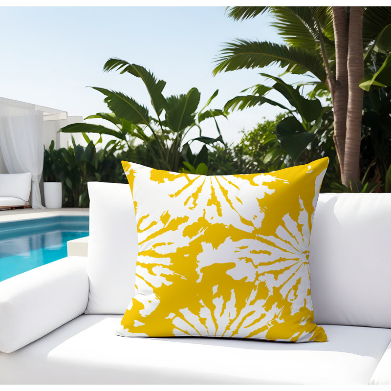 Coussin Cecil, H 19 po x l 19 po, Jaune/blanc