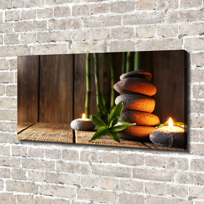 Zen Stones With Bamboo - Wrapped Canvas Print, No Frame, 70cm H x 140cm W