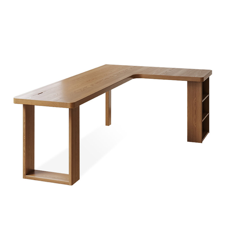 Bureau d'écriture en bois massif en L de couleur châtaignier clair, Retour à droite, H 29,53 po x l 70,87 po x P 47,24 po