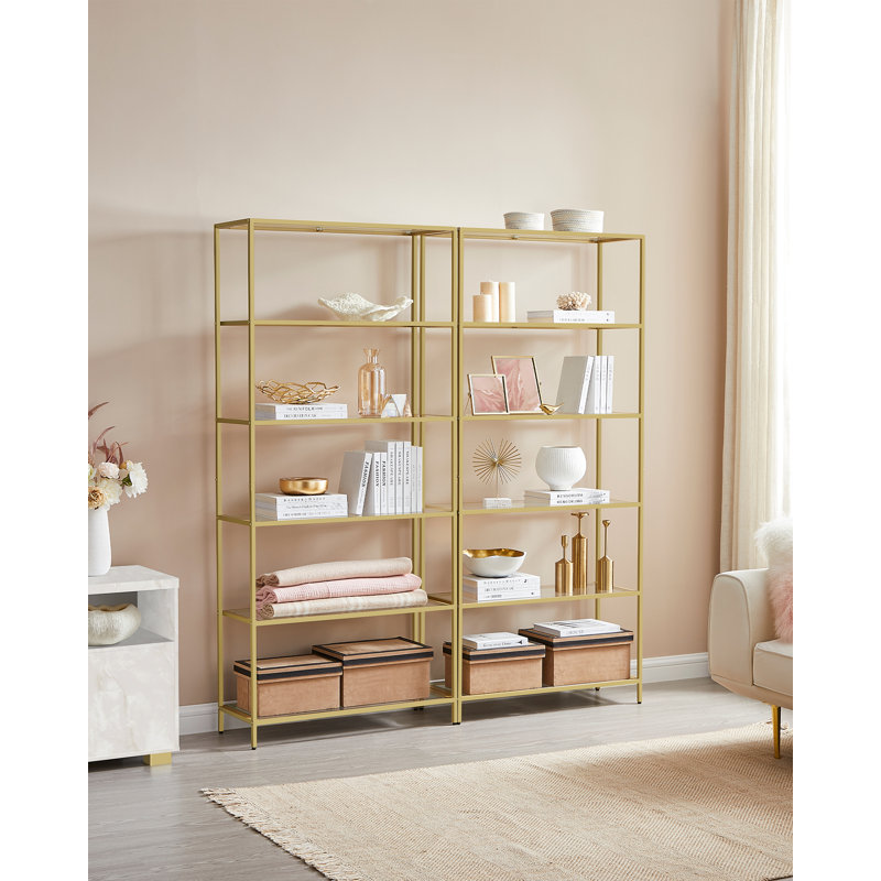 6-Tier Glass Shelf  Bookshelf, Gold