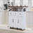 46.5'' Farmhouse Kitchen Island with Drape of Beads, Power Outlet, Rolling Kitchen Cart on Wheels with Drop Leaf, 3 Doors , 3 Drawers and Internal Iron Shelf, for Kitchen, Dining Room-1398988