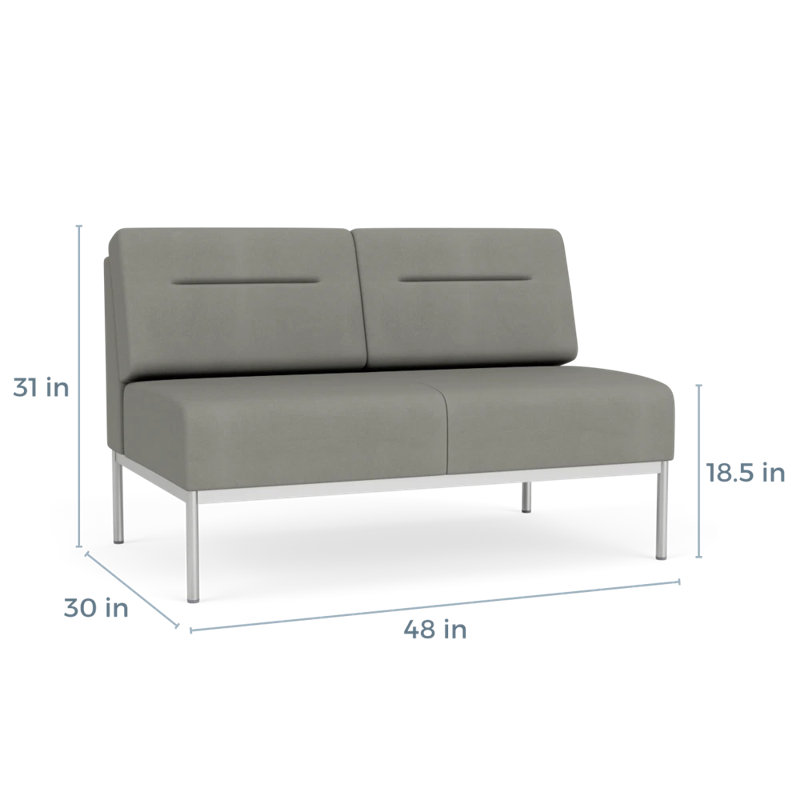 Darsey Lounge Reception Armless Loveseat, Silver, Patriot Plus Dove, Without Power