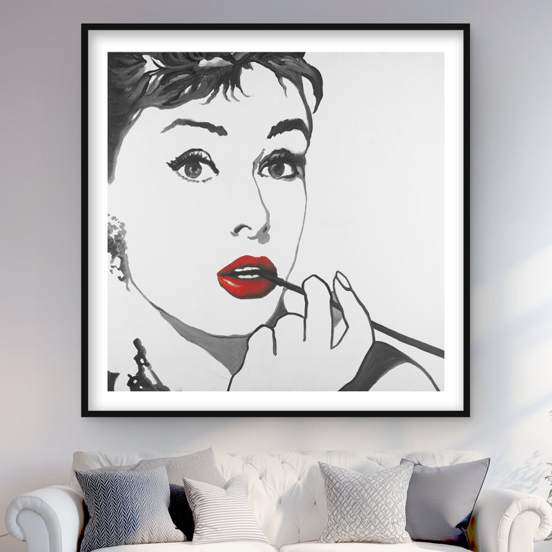 Impression de style Audrey Hepburn | Décoration encadrée, H 48 po x l 48 po, Noir