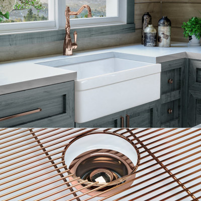 Luxury 30" L x 20" W Farmhouse Kitchen Sink with Basket strainer