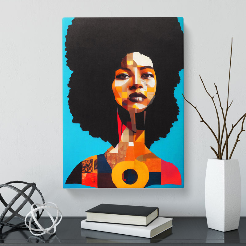 Woman With Afro Collage - Wrapped Canvas, 50cm H x 35cm W x 3cm D