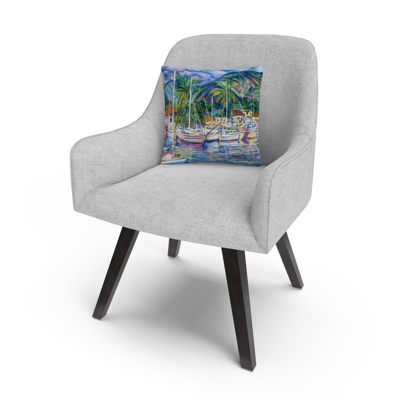 Lahaina Marina Multicolor Polyester Square Throw Pillow
