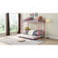 Lit superposé en métal avec lit gigogne rose - option de chambre à coucher moderne, économie d'espace efficace, structure en acier pour la durabilité, performance silencieuse et stable, grande capacité de charge, sécurité des escaliers sécuritaires, lit simple