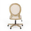 Fauteuil de bureau de style champêtre français standard à une place, plateau pivotant réglable, tissu beige et bois massif naturel