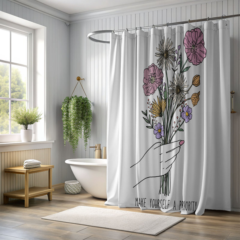 Rideau de douche 1 pièce Petal Pride, H 74 po x l 40 po