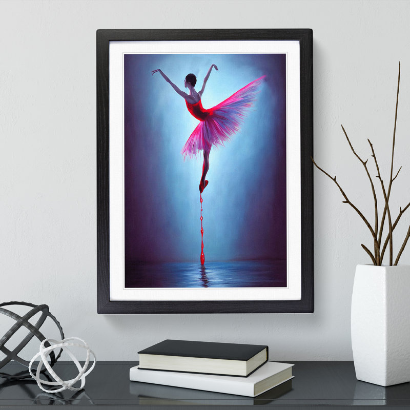 XV1022-3292X Ballerina - Single Picture Frame Painting, Black , 64cm H x 46cm W x 2cm D