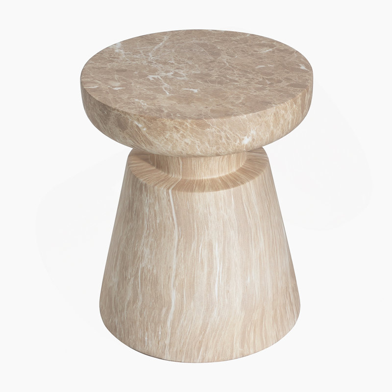Table d'appoint d'extérieur en travertin Ponti, Glod, Doré