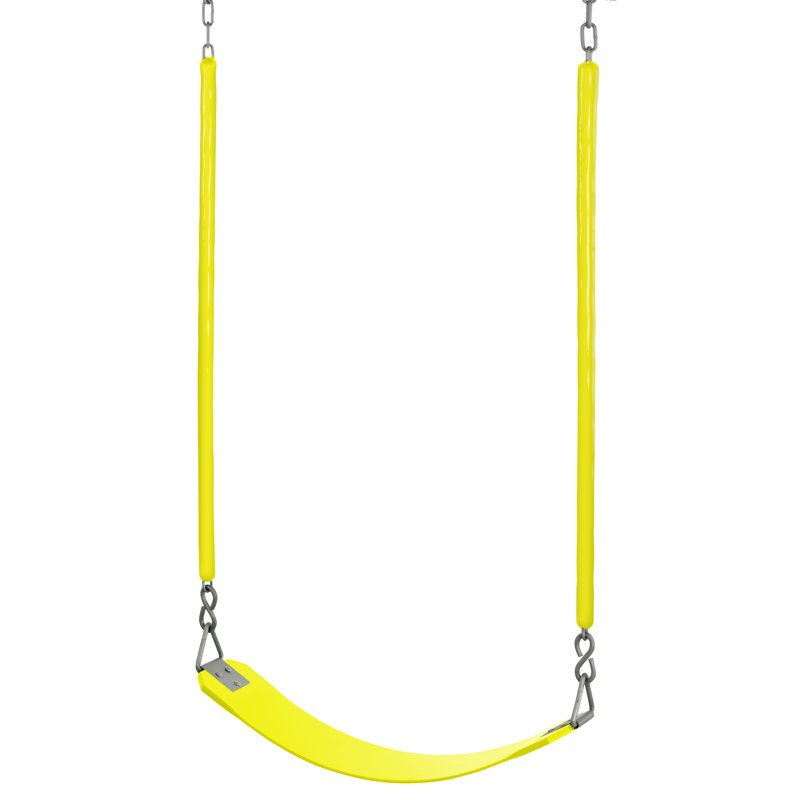 Machrus Swingan Belt Swing For All Ages with Soft Grip Chain - Fully Assembled, Yellow