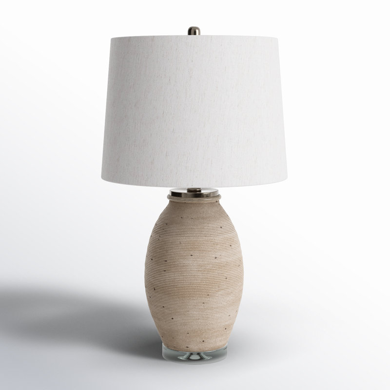 Lampe de table en béton Bystrik, Base beige / abat-jour beige
