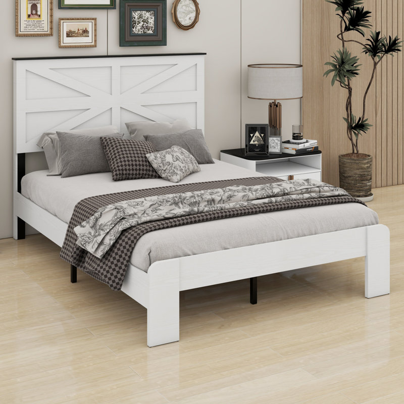 Base de lit plateforme en bois, Double
