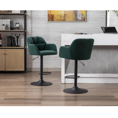 Aavin Swivel Upholstered Adjustable Height Counter Stool with Metal Frame