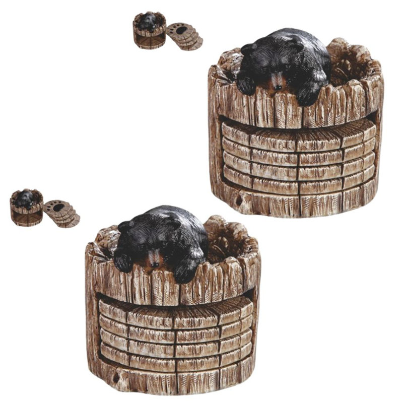 "Ensemble de 2 pièces" ICE ARMOUR 4,5 "H Bear Coaster Figurine Statue Sculpture