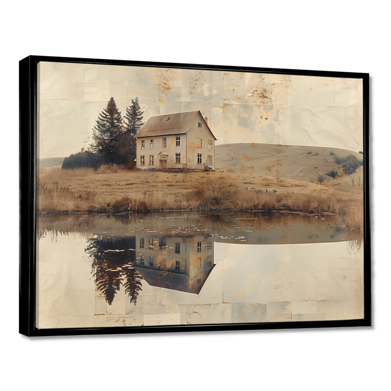 Brown American Farm Landscape III - Farm Wall Art Print, Cadre flottant noir, H 34 po x l 44 po