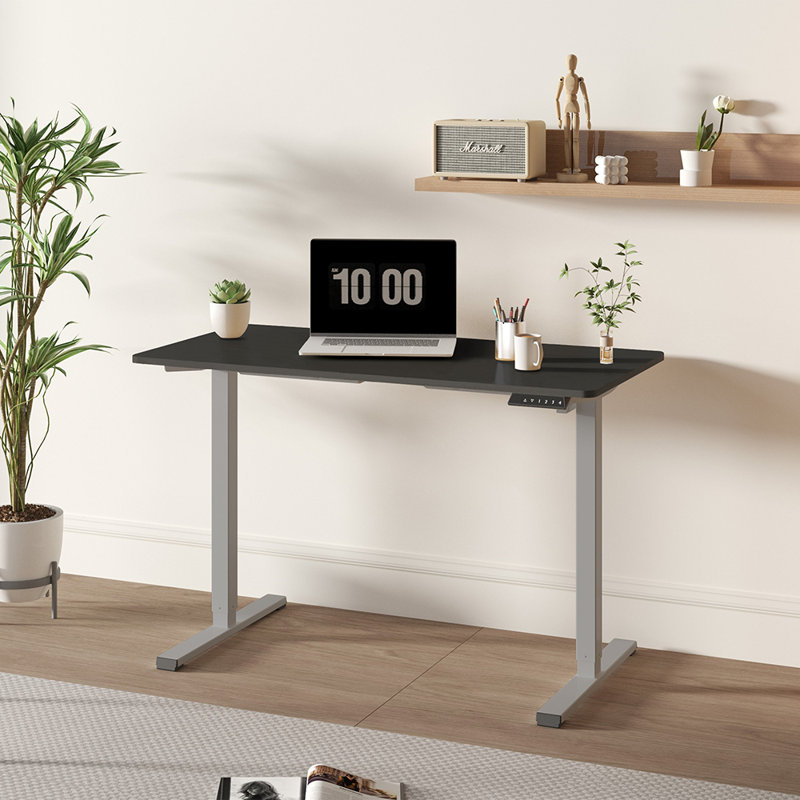 Electric Adjustable Height Standing Desk, Black/Gray, 45.66" H x 47.24" W x 23.62" D