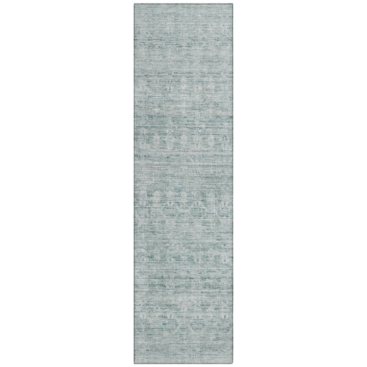 Machine Washable Indoor/Outdoor Xhevrie Turquoise Rug