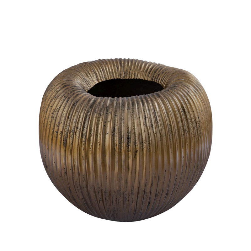 Jenna Ceramic Pot Planter, Gold, 34cm H x 40cm W x 40cm D
