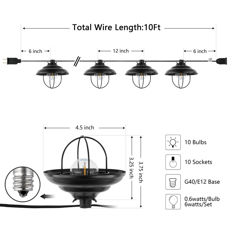 Ashlock Outdoor 10 - Bulb 120'' Plug-in String Light