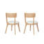 Ensemble de 2 chaises de salle à manger rembourrées modernes, bois d'hévéa, naturel et beige