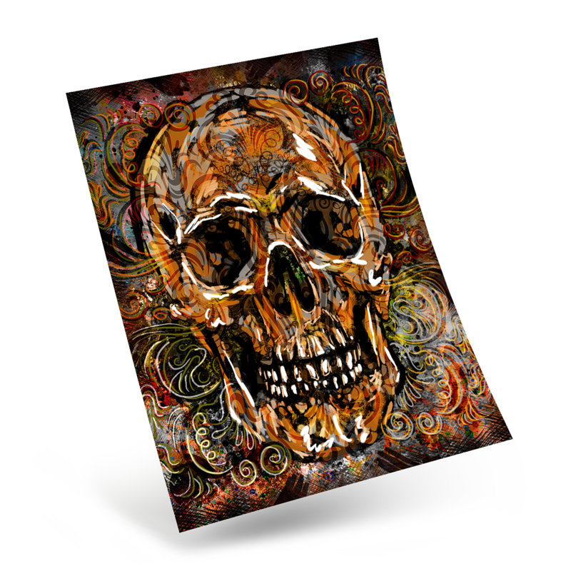 Tête de mort, impression d'art mural de qualité photo, H 14 po x l 11 po x P 0,1 po