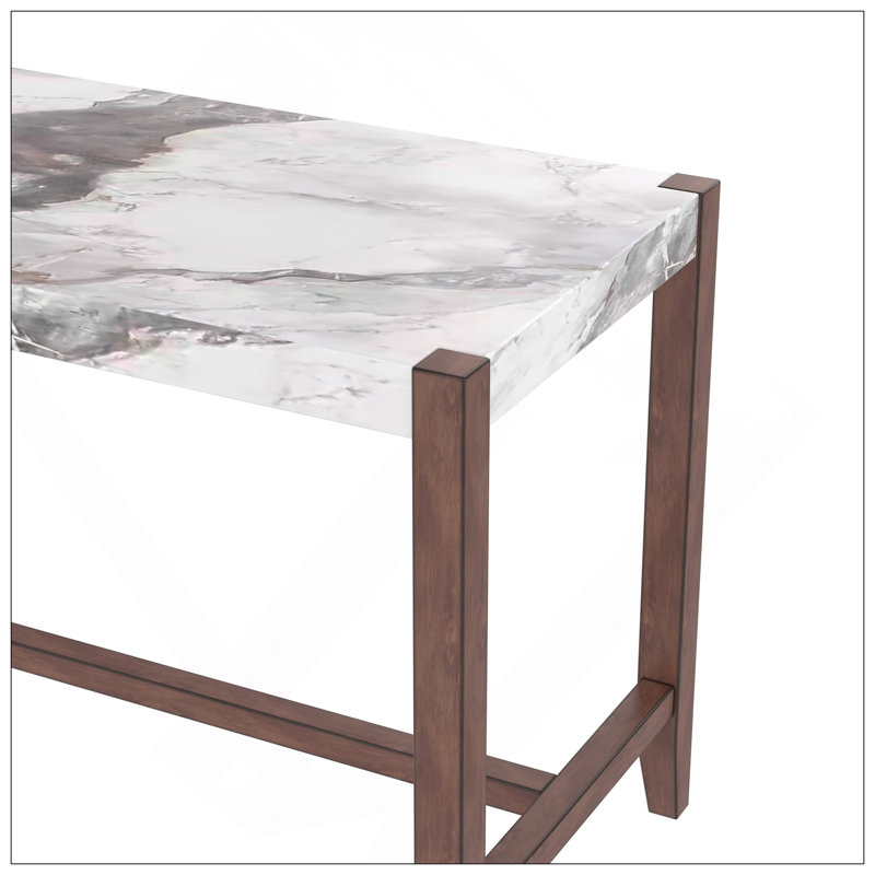 Ensemble de table de salle à manger 5 pièces à hauteur de comptoir, table de bar en faux marbre et 4 chaises rembourrées, ensemble de salle à manger moderne de style Mid-Century pour la salle à manger, cuisine de pub, petite place