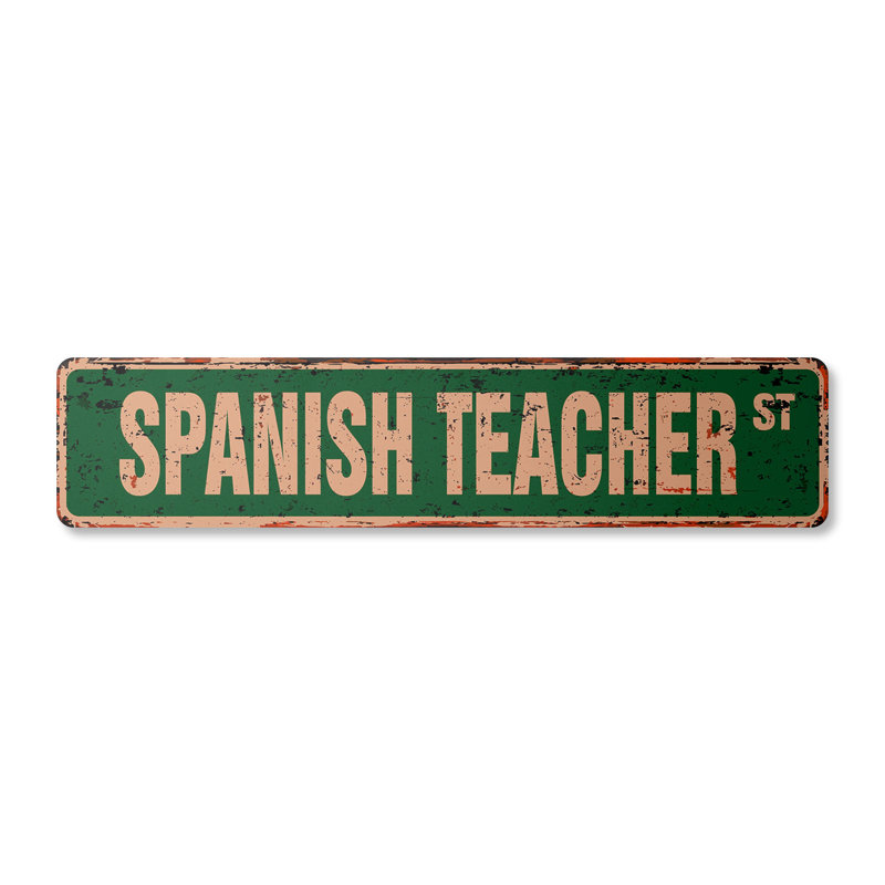 Plaque de rue pour professeur d'espagnol en plastique robuste 4 po x 18 po