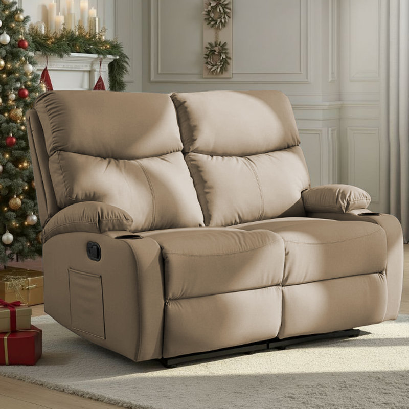 Loveseat Recliner Sofa,double Reclining Loveseat With Side Pockets,small Couch For Living Room, Rv, Home Theater Seating-Brown